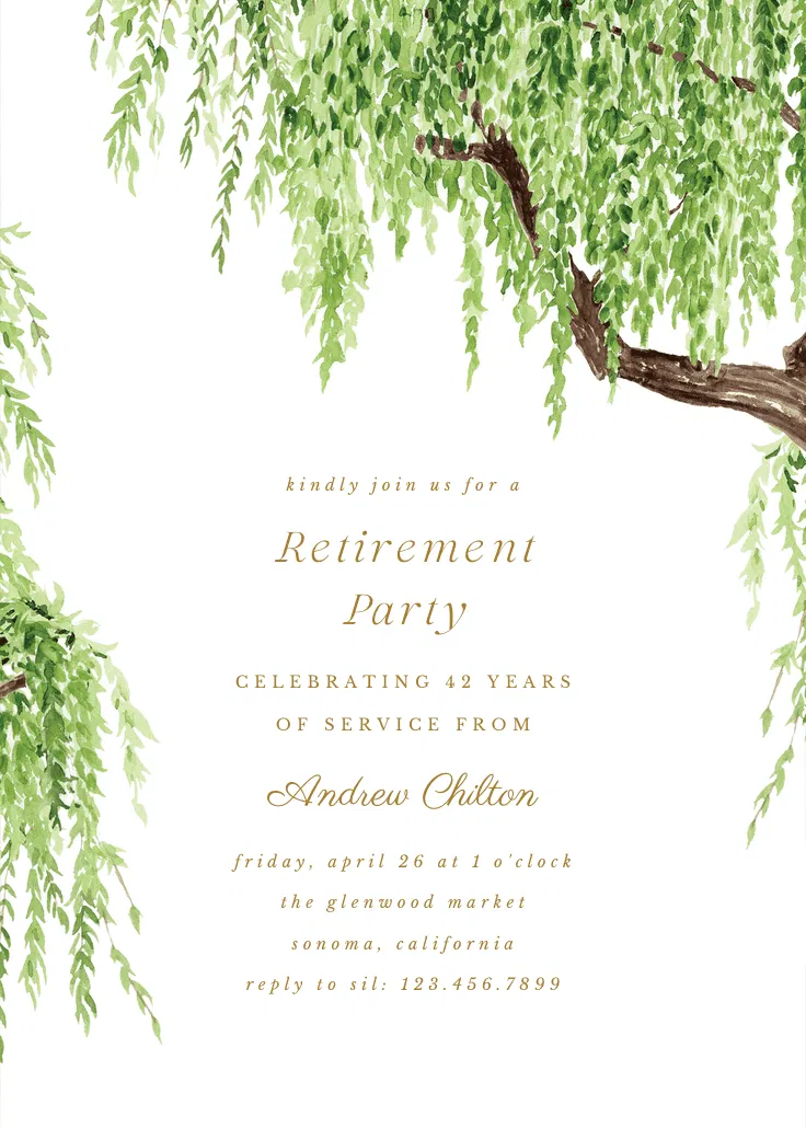 Weeping willow - emeklilik &amp; veda partisi davetiyesi